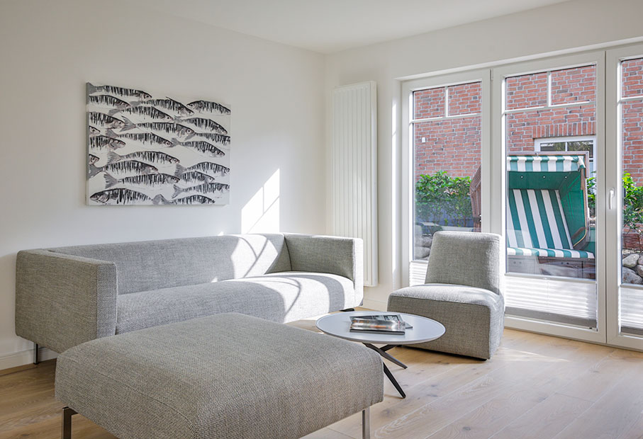 Stillvolles Wohnzimmer im Ferienhaus Sylt Seascape II auf Sylt